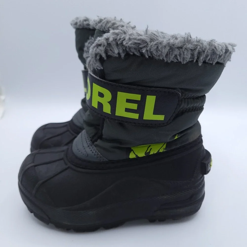Sorel Commander Winter Snow Boots Fur Lined Waterproof Black Toddler Boys Size 9